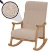 Schaukelstuhl HWC-K10, Relaxsessel, Holz FSC® Stoff/Textil Bouclé (450g/m²) ~ beige, Gestell natur Bild 1