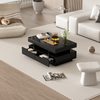 Couchtisch Hochglanz Schwarz mit LED-Beleuchtung & 4 Schubladen - 80x50x36 cm Bild 2