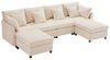 Merax Ecksofa U-förmiges Sofa aus Chenille-Stoff, 1 Teile, Modulares Couch Chenille-Sofa mit 2 abnehmbarem Fußhocker und 6 Kissen Bild 4
