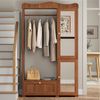 KLAM HOME Garderobenschrank Garderobenschrank Eiche mit Ganzkörperspiegel & Offenem Kleiderständer (Kompaktgarderobe mit Schublade & 2 Türen, Geräuscharme Beschläge) Stauraummöbel für Schlafzimmer & Flur, Elegantes Design Bild 4