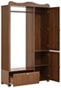 KLAM HOME Garderobenschrank Garderobenschrank Eiche mit Ganzkörperspiegel & Offenem Kleiderständer (Kompaktgarderobe mit Schublade & 2 Türen, Geräuscharme Beschläge) Stauraummöbel für Schlafzimmer & Flur, Elegantes Design Bild 2