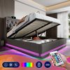 Polsterbett 160x200 cm aus Baumwolle mit hydraulischem Bettkasten, USB‑Type‑C und 3-seitiger LED-Beleuchtung Bild 2