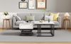 Couchtisch-Set 2-tlg. Weiß/Schwarz, 70x70x45 & 50x50x40 cm, Marmoroptik mit Schublade Bild 4