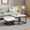 Couchtisch-Set 2-tlg. Weiß/Schwarz, 70x70x45 & 50x50x40 cm, Marmoroptik mit Schublade Bild 2