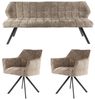 LEVEN Lifestyle Polsterbank RIGO Set Esstischbank + 2 Armlehnstühle weicher Chenille Stoff, Set 3 teilig - bestehend aus Sitzbank 180 cm und 2 Drehstühlen Bild 4
