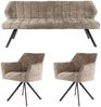 LEVEN Lifestyle Polsterbank RIGO Set Esstischbank + 2 Armlehnstühle weicher Chenille Stoff, Set 3 teilig - bestehend aus Sitzbank 180 cm und 2 Drehstühlen Bild 5