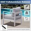 MeXo Gartenlounge-Set Gartenmöbel Set 4-5 Personen Aluminium Wetterfest, (weiß, harmonieren mit Licht bei Nacht, 4-tlg, Passt zum skandinavischen, mediterranen oder minimalistischen Stil), 12cm Deluxe Relax-Sitzkissen, Terrassenmöbel Set mit Tisch Bild 4