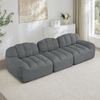 Ecksofa modular in Grau, Granulierter Fleece, tiefe Sitzfläche, rahmenloses Design mit Ottoman,79x228x104 cm Bild 2