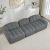 Ecksofa modular in Grau, Granulierter Fleece, tiefe Sitzfläche, rahmenloses Design mit Ottoman,79x228x104 cm Bild 3