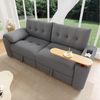 HAUSS SPOLE Schlafsofa Teddyplüsch 3-Sitzer Sofa Chaiselongue mit Beistelltisch für Apartment, Relaxsofa mit zwei geräumige Fächer Unter den Sitzflächen 1 Teile, für Wohnzimmer, Schlafzimmer, Homeoffice, Entertainment Bild 3