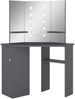vidaXL Eck-Schminktisch mit LED-Lichterkette grau, 111 x 54 x 141,5 cm Bild 2