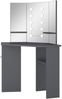 vidaXL Eck-Schminktisch mit LED-Lichterkette grau, 111 x 54 x 141,5 cm Bild 4