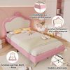 Novelux Polsterbett 90x200 Kinderbett rosa weiß mit Kopfteil mit Krone und weichen Schutzkanten – PU Lederoptik, Metallfüße, Einzelbett ohne Matratze Bild 3