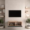 Planetmöbel TV Board 100 cm Gold Eiche/Anthrazit, TV Schrank mit 1 Klappe als Stauraum, Lowboard hängend oder stehend, Sideboard Wohnzimmer Bild 2