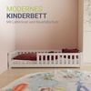 Juskys 'Naya' Kinderbett - mit Matratze, Rausfallschutz & Lattenrost - Bodenbett für Kinder 3 -10 Jahre - Holz Weiß, 140x200 cm Bild 2