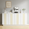Merax Sideboard, Aufbewahrungsschrank mit 4 Türen, 35 x 140 x 70 cm. Design mit vergoldeten Linien, Spind mit verstellbaren Trennwänden, Kabinett, Weiß + Gold Bild 2