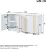Merax Sideboard, Aufbewahrungsschrank mit 4 Türen, 35 x 140 x 70 cm. Design mit vergoldeten Linien, Spind mit verstellbaren Trennwänden, Kabinett, Weiß + Gold Bild 4