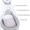 FabiMax Stubenwagen Grau lackiert, 2 in 1 Musselin / Waffelpiqué Komplettset Grau mit Decke und Kissen Bild 2