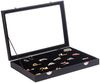 Sinoba Schmuckkasten Schmucklade Schmuckkästchen Schmuckbox für Ringe Ketten Ohrringe, Holz-Korpus, Velours-Bezug, mit Echtglas-Deckel Bild 1