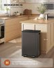 SONGMICS Mülleimer Küche, 2 x 30 Liter, 2 Fächer, Abfalleimer, Tretmülleimer, Küchenmülleimer mit Softclose-Deckel und Inneneimer, Stahl, inklusive 15 Müllbeutel Bild 2