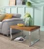 Beistelltisch GUNA Massiv-Holz Sheesham Wohnzimmer-Tisch Metallgestell Landhaus-Stil Couchtisch dunkelbraun natur Bild 3
