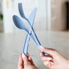 Koziol Besteck-Set 3-tlg. Klikk, To-Go-Besteck, Kunststoff, Nature Flower Blue, 4003716 Bild 3