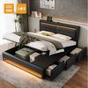 Flieks Polsterbett, LED Hydraulisches Doppelbett 180x200cm mit 3 Schubladen USB-Anschluss Bild 5