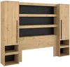 Vente-unique - VARLY Bettkopfteil und Bettbrücke Holz, Platte SchwarzBeige - B 39,8 cm x H 202,8 cm x L 269,7 cm Bild 3