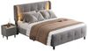 HAUSS SPOLE Polsterbett 140x200cm mit LED-Leisten, Nachttisch mit 2 Schubladen, Samt, Grau Bild 4