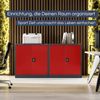 Aktenschrank abschließbar BEATA - 3 Ebenen verstellbar, Flügeltüren | Metallschrank Werkstatt Mehrzweckschrank Büroschrank aus Stahl Werkzeugschrank, 93x90x40cm Anthrazit-Rot Bild 3