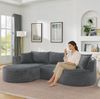 3-Sitzer Sofa 76cm×264cm×168cm mit Getränkehaltern – bogenförmiges Design aus weichem Kordstoff in Grau Bild 4