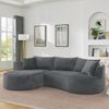 3-Sitzer Sofa 76cm×264cm×168cm mit Getränkehaltern – bogenförmiges Design aus weichem Kordstoff in Grau Bild 3