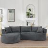 3-Sitzer Sofa 76cm×264cm×168cm mit Getränkehaltern – bogenförmiges Design aus weichem Kordstoff in Grau Bild 2