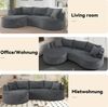3-Sitzer Sofa 76cm×264cm×168cm mit Getränkehaltern – bogenförmiges Design aus weichem Kordstoff in Grau Bild 5