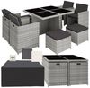tectake Sitzgruppe Aluminium Rattan Gartenlounge für 4 bis 8 Personen, Inkl, (Loungeset Manhattan, 9-tlg, für Außen in Hellgrau), wetterfest und UV-beständig, 2 Bezugssets, mit Sicherheitsglasplatten Bild 5