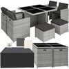 tectake Sitzgruppe Aluminium Rattan Gartenlounge für 4 bis 8 Personen, Inkl, (Loungeset Manhattan, 9-tlg, für Außen in Hellgrau), wetterfest und UV-beständig, 2 Bezugssets, mit Sicherheitsglasplatten Bild 4