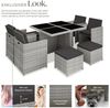 tectake Sitzgruppe Aluminium Rattan Gartenlounge für 4 bis 8 Personen, Inkl, (Loungeset Manhattan, 9-tlg, für Außen in Hellgrau), wetterfest und UV-beständig, 2 Bezugssets, mit Sicherheitsglasplatten Bild 2