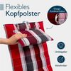 Beautissu Hochlehnerauflage Premium Hochlehner Auflage Kopfpolster Sun Sun-HL, 120x50cm, Anthrazit, Mit Kopfpolster, rutschfest & robust – Befestigungsbänder, UV 5 Bild 4