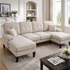 TavilaEcon Ecksofa Modernes 4-Sitzer U-Sofa mit Doppel-Chaise-Longue, 1 Teile, aus weichem Leinenstoff, mit komfortabler Polsterung Bild 3