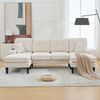 TavilaEcon Ecksofa Modernes 4-Sitzer U-Sofa mit Doppel-Chaise-Longue, 1 Teile, aus weichem Leinenstoff, mit komfortabler Polsterung Bild 2