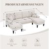 TavilaEcon Ecksofa Modernes 4-Sitzer U-Sofa mit Doppel-Chaise-Longue, 1 Teile, aus weichem Leinenstoff, mit komfortabler Polsterung Bild 4