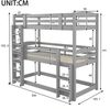 Etagenbett, 90*200cm, Single-Size-Holz-Dreier-Etagenbett für Kinder, Ohne Matratze, Grau (90*200cm) Bild 4