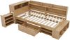 Kinderbett 90x200 cm mit Stauraum und Regalen – Einzelbett aus Plywood in Natur Bild 3