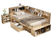 Kinderbett 90x200 cm mit Stauraum und Regalen – Einzelbett aus Plywood in Natur Bild 5