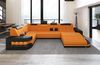Stoff Wohnlandschaft Wave U-Form mit LED - Mikrofaserstoff - Apricot-Schwarz - Links Bild 5