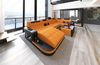 Stoff Wohnlandschaft Wave U-Form mit LED - Mikrofaserstoff - Apricot-Schwarz - Links Bild 4