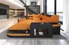 Stoff Wohnlandschaft Wave U-Form mit LED - Mikrofaserstoff - Apricot-Schwarz - Links Bild 3