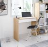 Dmora Akaba Schreibtisch, linearer Schreibtisch mit Schublade, Arbeits- oder Bürotisch für PC, 82 x 40 x 77 cm, geknotete Eiche und Weiß Bild 2