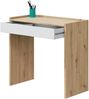 Dmora Akaba Schreibtisch, linearer Schreibtisch mit Schublade, Arbeits- oder Bürotisch für PC, 82 x 40 x 77 cm, geknotete Eiche und Weiß Bild 4