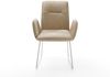 Esszimmerstuhl Vinja-Flex Mikrofaser Beige Vintage Kufengestell Edelstahl Bild 2